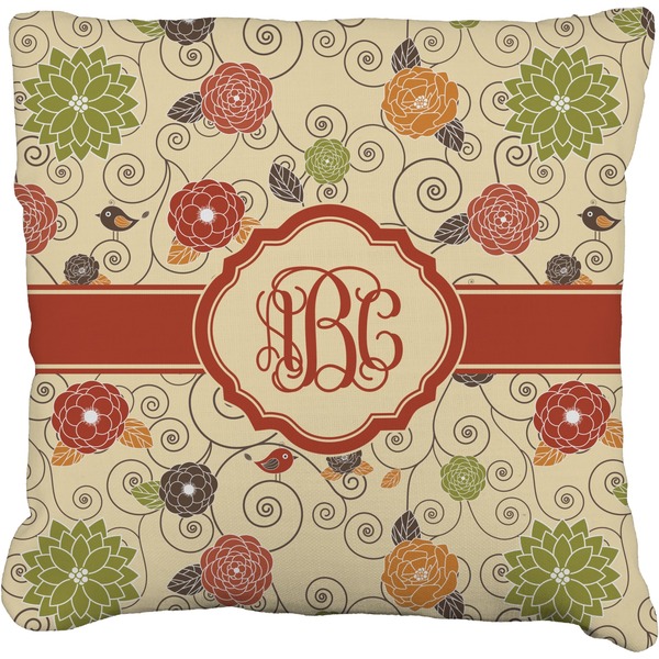 Custom Fall Flowers Faux-Linen Throw Pillow 18" (Personalized)