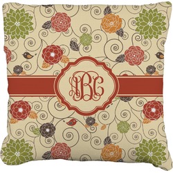 Fall Flowers Faux-Linen Throw Pillow 20" (Personalized)
