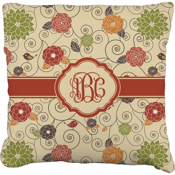 Custom Fall Flowers Faux-Linen Throw Pillow 20" (Personalized)