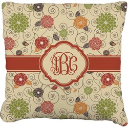 Fall Flowers Faux-Linen Throw Pillow 26" (Personalized)