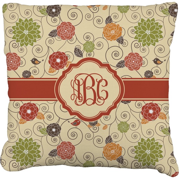 Custom Fall Flowers Faux-Linen Throw Pillow 26" (Personalized)