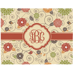 Fall Flowers Woven Fabric Placemat - Twill w/ Monogram