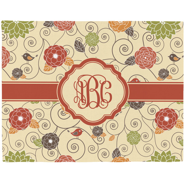 Custom Fall Flowers Woven Fabric Placemat - Twill w/ Monogram