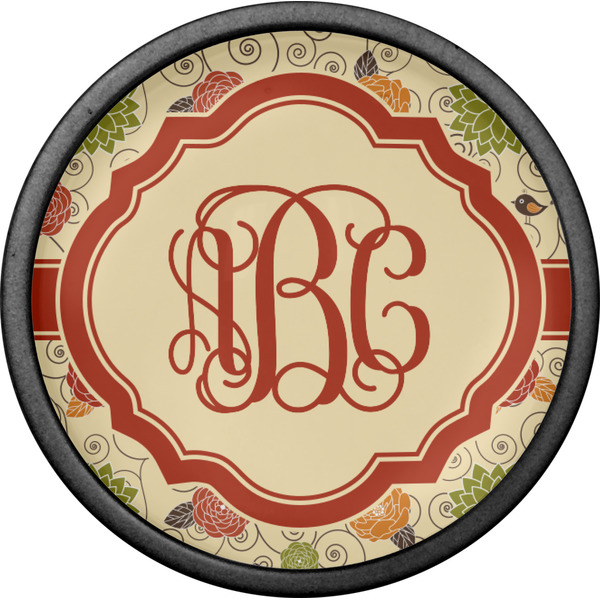 Fall Flowers Cabinet Knob - Black - Front