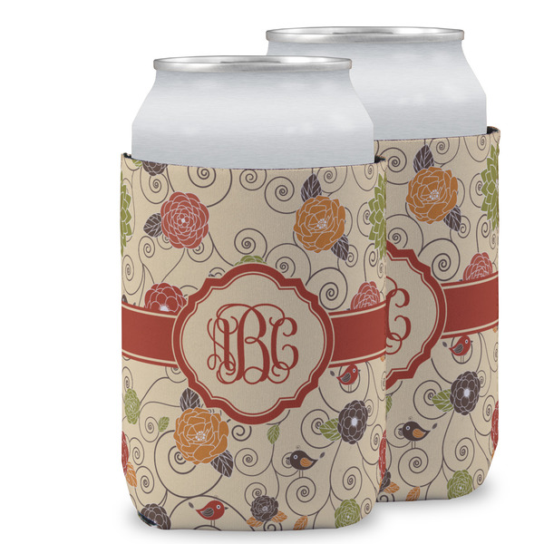 Custom Fall Flowers Can Cooler (12 oz) w/ Monogram