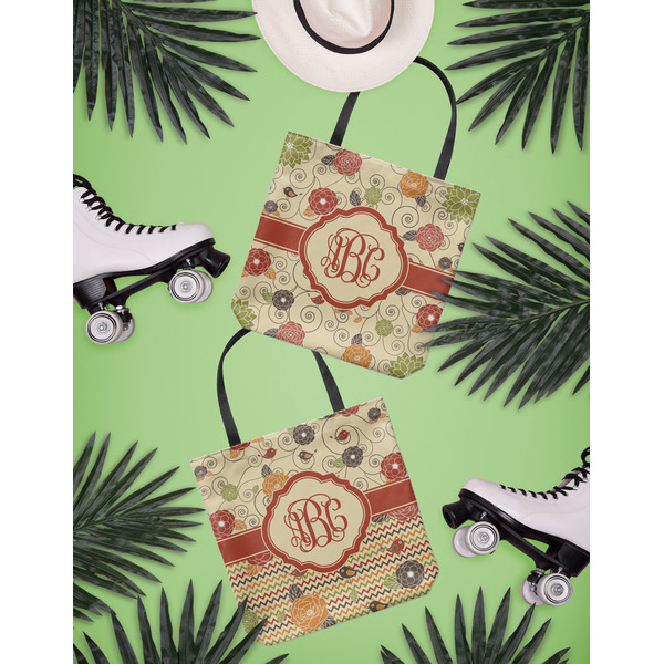 Fall Flowers Canvas Tote Lifestyle Front and Back