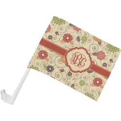 Fall Flowers Car Flag - Small w/ Monogram