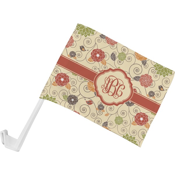Custom Fall Flowers Car Flag - Small w/ Monogram