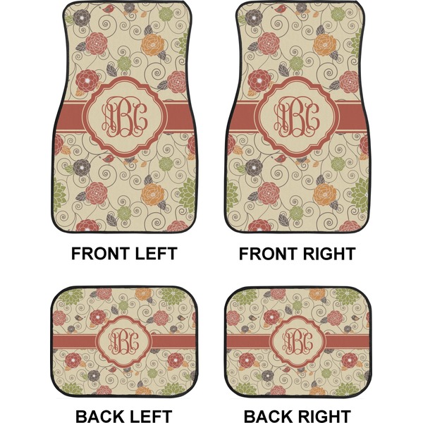 Fall Flowers Car Floor Mats Set (2F + 2B)