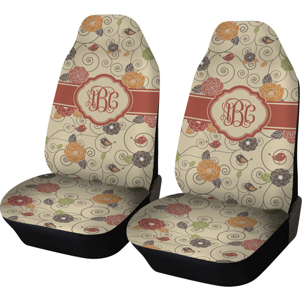 Custom Fall Flowers Car Seat Covers (Set of Two) (Personalized)