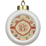 Fall Flowers Ceramic Ball Ornament (Personalized)