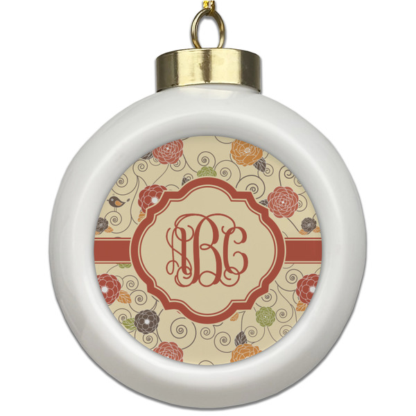 Custom Fall Flowers Ceramic Ball Ornament (Personalized)