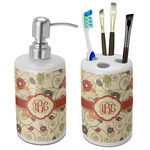 Fall Flowers Ceramic Bathroom Accessories Set (Personalized)