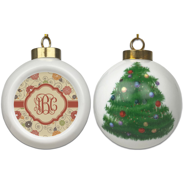 Fall Flowers Ceramic Christmas Ornament - X-Mas Tree (APPROVAL)