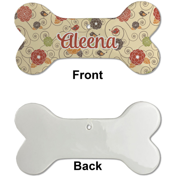 Fall Flowers Ceramic Flat Ornament - Bone Front & Back Single Print (APPROVAL)