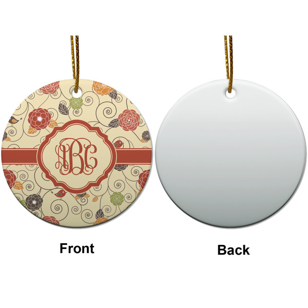 Fall Flowers Ceramic Flat Ornament - Circle Front & Back (APPROVAL)