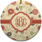 Fall Flowers Round Ceramic Ornament w/ Monogram