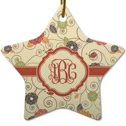 Fall Flowers Star Ceramic Ornament w/ Monogram