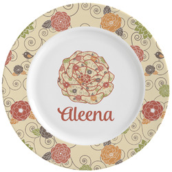 Fall Flowers Ceramic Dinner Plates (Set of 4) (Personalized)