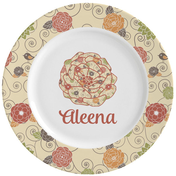 Custom Fall Flowers Ceramic Dinner Plates (Set of 4) (Personalized)