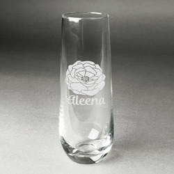 Fall Flowers Champagne Flute - Stemless Engraved - Single (Personalized)