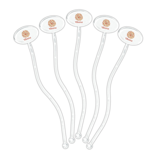 Fall Flowers Clear Plastic 7" Stir Stick - Oval - Fan