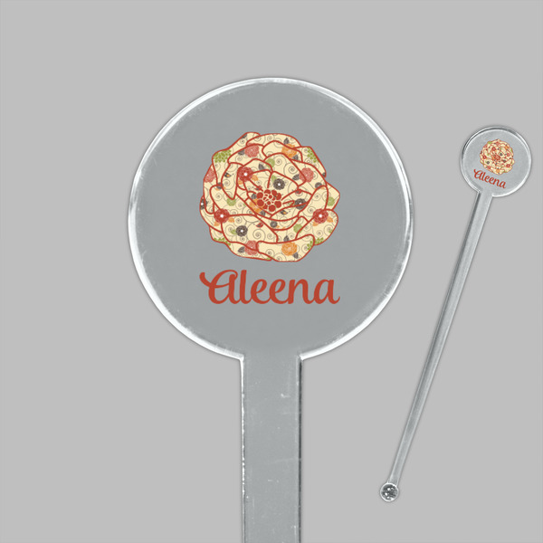 Fall Flowers Clear Plastic 7" Stir Stick - Round - Closeup