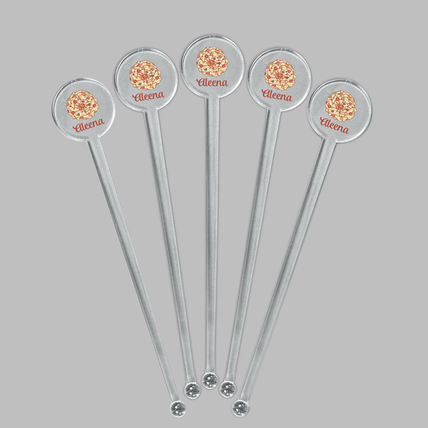 Fall Flowers Clear Plastic 7" Stir Stick - Round - Fan View
