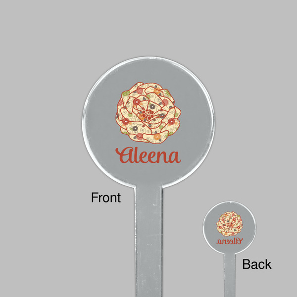Fall Flowers Clear Plastic 7" Stir Stick - Round - Front & Back