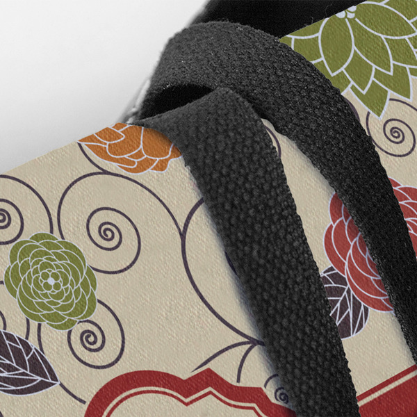 Fall Flowers Closeup of Tote w/Black Handles