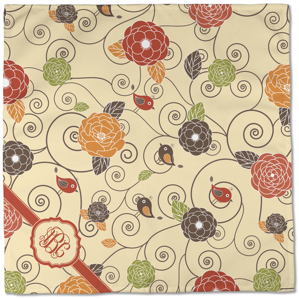 Fall Flowers Cloth Napkins - Personalized Dinner (Full Open)