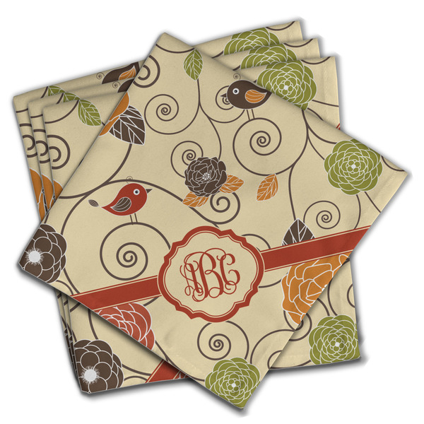 Custom Fall Flowers Cloth Napkins (Set of 4) (Personalized)