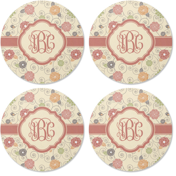Fall Flowers Coaster Round Rubber Back - Apvl
