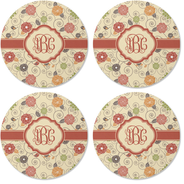 Fall Flowers Coaster Round Rubber Back - Apvl