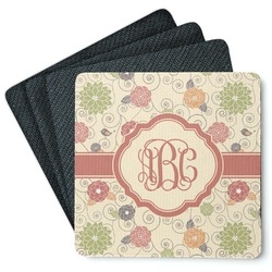 Fall Flowers Square Rubber Backed Coasters - Set of 4 (Personalized)
