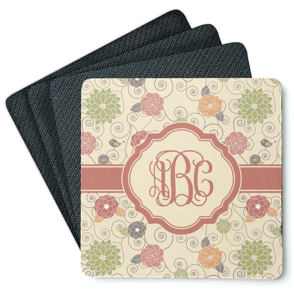 Fall Flowers Coaster Rubber Back - Main