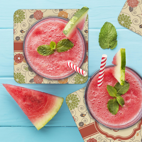 Fall Flowers Coaster Set - LIFESTYLE