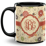 Fall Flowers 11 Oz Coffee Mug - Black (Personalized)