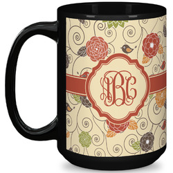 Fall Flowers 15 Oz Coffee Mug - Black (Personalized)