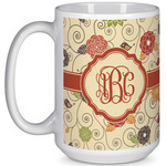 Fall Flowers 15 Oz Coffee Mug - White (Personalized)