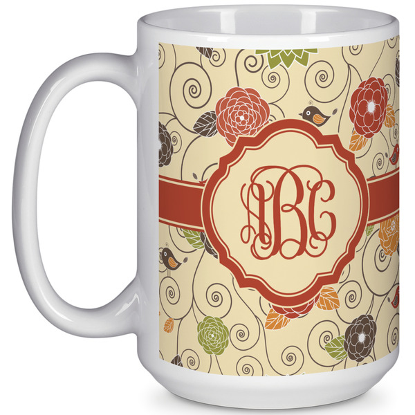 Custom Fall Flowers 15 Oz Coffee Mug - White (Personalized)