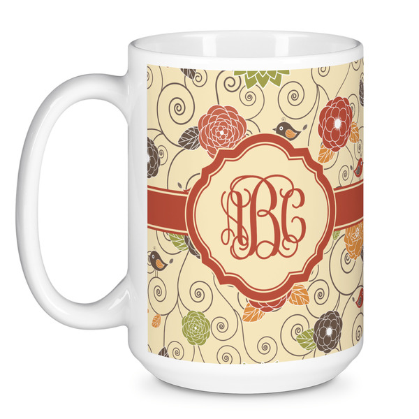 Fall Flowers Coffee Mug - 15 oz - White