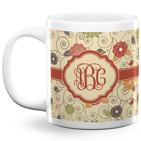 Fall Flowers Coffee Mug - 20 oz - White