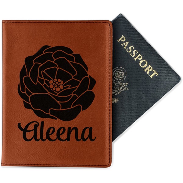 Custom Fall Flowers Passport Holder - Faux Leather - Double Sided (Personalized)