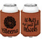 Fall Flowers Cognac Leatherette Can Sleeve - Double Sided Front and Back