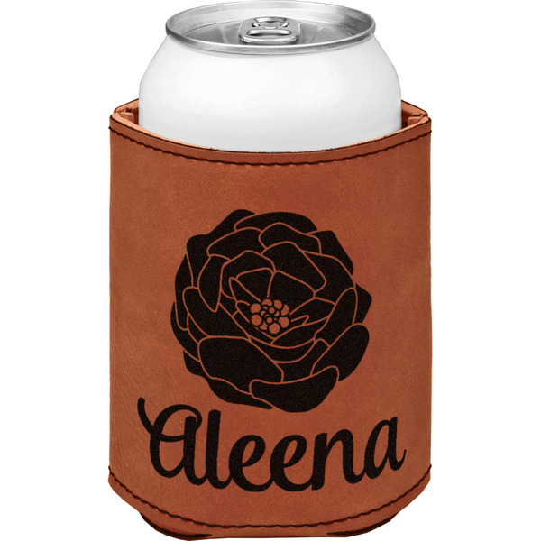 Custom Fall Flowers Leatherette Can Sleeve - Double Sided (Personalized)