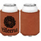 Fall Flowers Cognac Leatherette Can Sleeve - Single Sided Front and Back