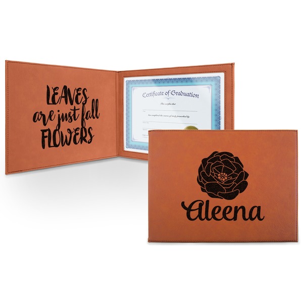 Custom Fall Flowers Leatherette Certificate Holder (Personalized)