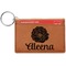 Fall Flowers Cognac Leatherette Keychain ID Holders - Front Credit Card