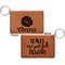 Fall Flowers Cognac Leatherette Keychain ID Holders - Front and Back Apvl